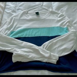 long sleeve striped cropped shirt